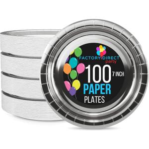 Exquisite Silver Paper Plates Disposable Heavy Duty 7 Inch Silver Disposable Plates For Party 100 Pcs Heavy Duty Paper Plate 350 GSM, Birthday Party Supplies Plate Set