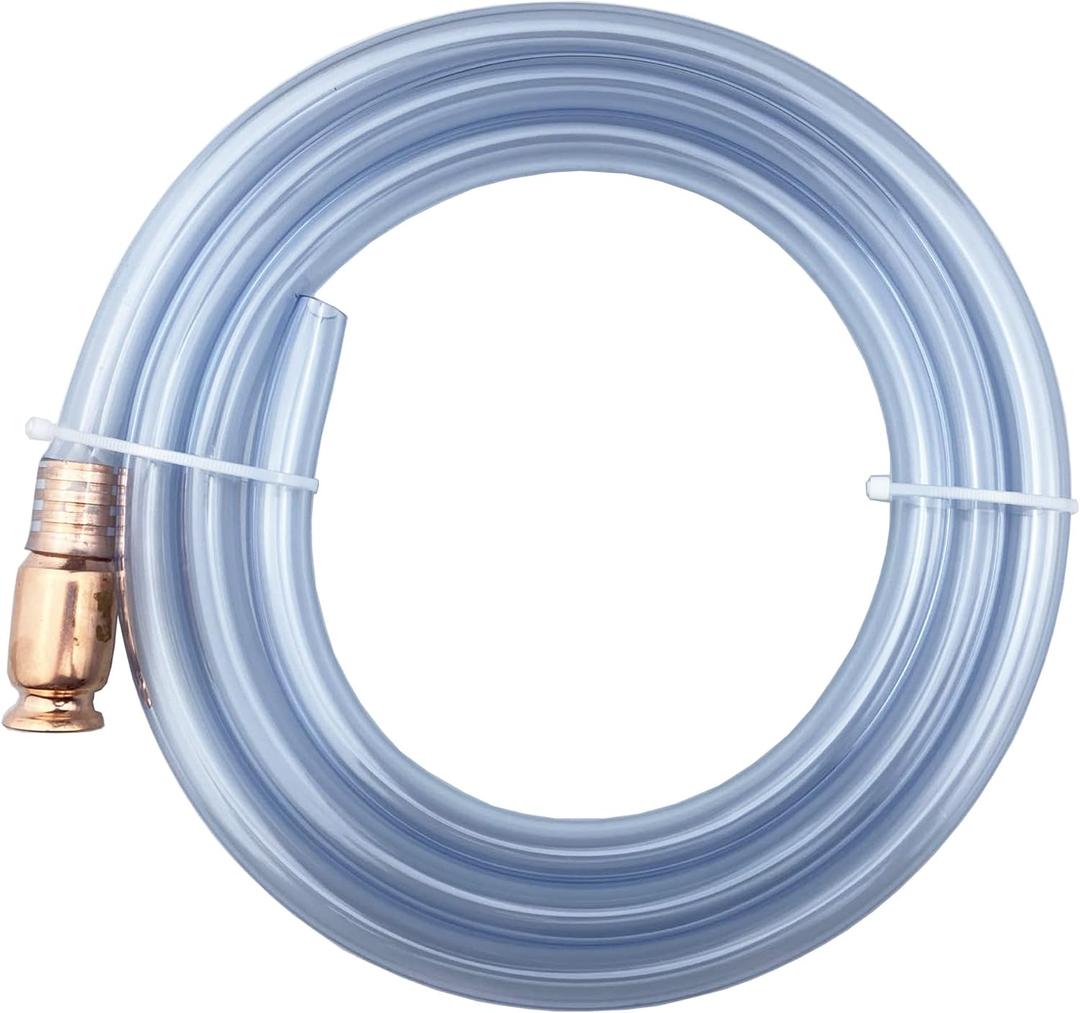 Siphon Hose Pump, Manual Hand Fuel Transfer Pump for Gasoline Gas Oil Fuel Petrol Diesel Fluid Water, 1/2" Valve Virgin Grade Tubing Safe with Brass Connector (1/2" Blue 6 FT)