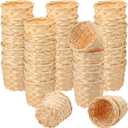 36 Pack 3.54 Inch Round Small Bamboo Woven Basket, Round Mini Bamboo Woven Fruit Baskets for Kitchen, Restaurant, and Holiday Decor