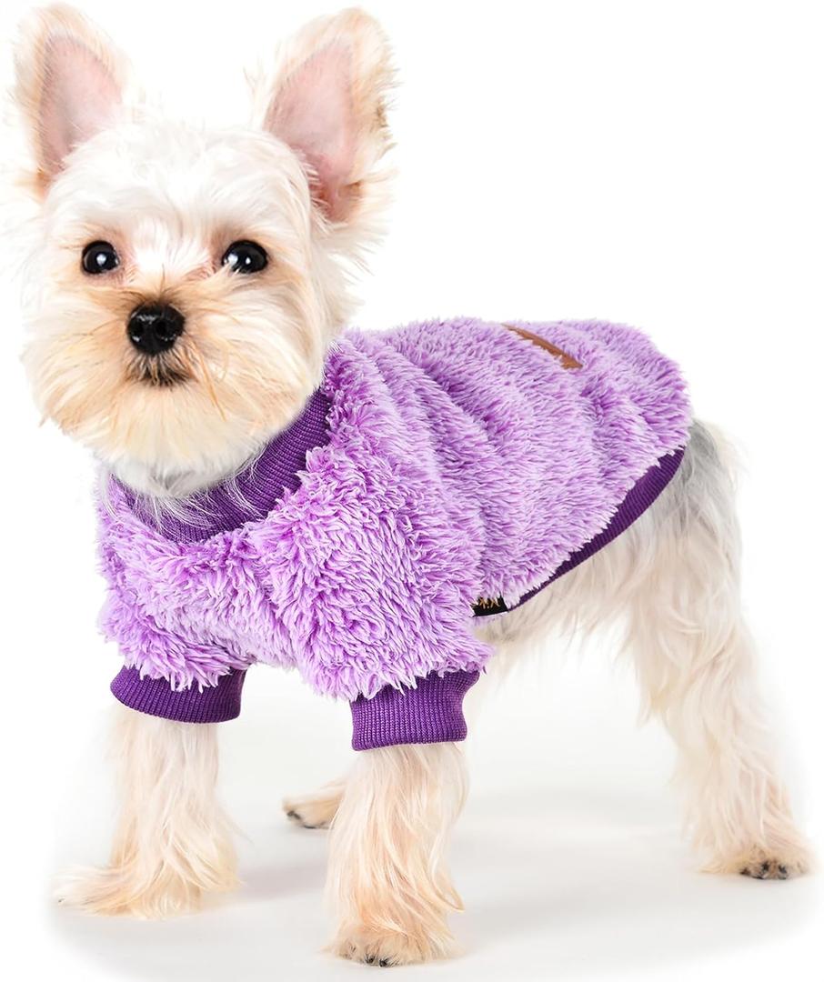 Dog Sweaters for Small Dogs Girl Male Dog, Sweater, Soft Fleece Pet Winter Clothes Boy Girl, Fuzzy Sweatshirts Flannel Jacket Puppy Coat (Medium (Chest 18.5in))