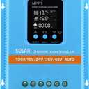 Solar Charge Controller 100A 12V 24V 36V 48V Intelligent Recognition LCD Display Battery Intelligent Regulator Maximum 100V Input Dual USB for Lead Acid/Lithium Battery