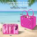 XYFuuee Beach Bag Organizer Inserts for Original Large Bogg Bag Accessories with 8 Removable Metal Fasteners, Lightweight Mesh Insert Divider Pouch, Organizing Rubber Tote, Save Space, Hot Pink XL