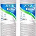 PUREPLUS 5 Micron 20" x 4.5" Whole House Coconut Shell Activated Carbon Water Filter Replacement Cartridge, Compatible with FC25B, EPM-20BB, CB-BB-20, CTO-F20B-5, 155783-43, 2 Pack