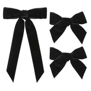 2 x 3PCS Velvet Hair Bow Black Hair Ribbon Clips for women Girls Fall Alligator Hair Clips Hair Accessories Toddlers Kids Teens
