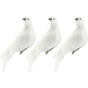 Darware Large White Doves (Set of 3); 8-Inch Long Artificial Doves Figures, Christmas and Wedding Decorations/Large Ornaments