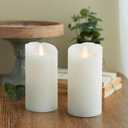 Mikasa White Realistic LED Flameless Pillar Candles, Set of 2 3x6 Inch