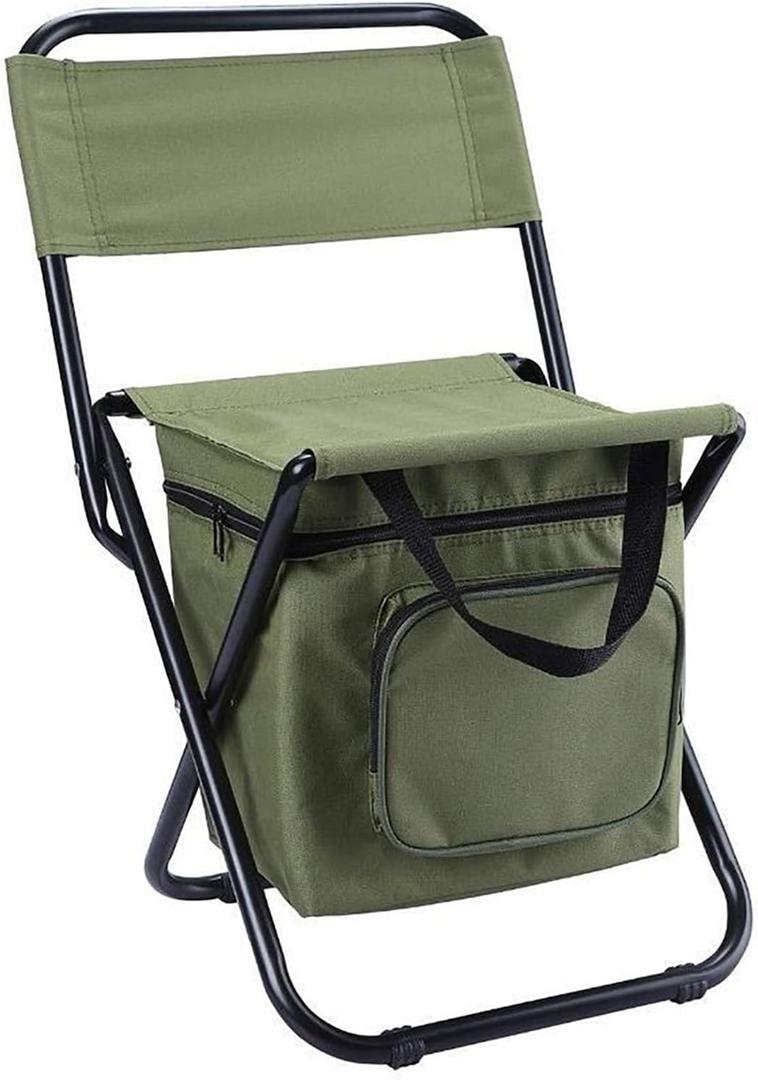 Foldable Fishing Chair with Cooler Bag, 3 in 1 Backpack Cooler Chair with Backrest, Lightweight Insulated Portable Fishing Chair for Fishing Hunting Hiking Travel, Standard
