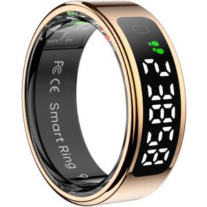 R11 Smart Ring for Women & Men with Trendy Design | 5ATM Waterproof Fitness Essential | Non - invasive Heart Rate & Blood Oxygen Tracking, Sleep & Activity Monitoring | No Subscription Fee (8#)