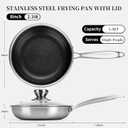 8" Stainless Steel Frying Pan with Lid | Small Stainless Steel Nonstick Pans, Induction & Oven Safe, Stay-Cool Handles, Compatible with All Cooktops, PFOA Free