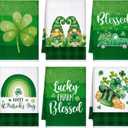 Honoson 6 Pcs St Patrick's Day Kitchen Towels St. Patrick's Day Dish Towels Shamrocks Gnomes Plaid Absorbent Bathroom Set Tea Cloth for Kitchen Home 16 x 24 Inches(Bright Green,Shamrock)