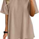 AGSEEM Two Piece Outfits For Women Summer V Neck T-Shirt Tops Biker Shorts Workout Sports Tracksuit (XX-Large, Khaki)