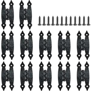 Murtenze 12 Pack 3.5 Inch Black Antique H Hinge Cold Rolled Steel Cabinet Hinge Flat Flush Mount Door Hinges Decorative Hinges for Cabinet Drawer Jewelry Box
