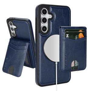 SkyEagle Compatible with Magsafe 2 in 1 Detachable Galaxy S25 Wallet Case with Card Holder, Women Men Magnetic PU Leather RFID Blocking Flip Kickstand Credit Slots for Galaxy S25, Blue