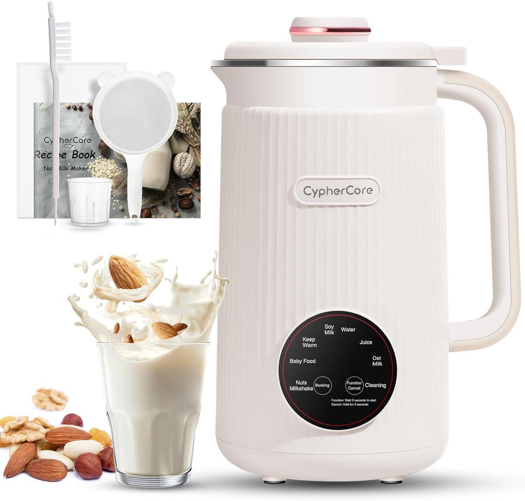 Nut Milk Maker Machine, 40oz(1200ml) Homemade Almond, Oat, Soy, Milk Shake, Plant Milk, Milk Machine Maker With Nut Milk Bag, Soy Milk Maker With Delay Start/Keep Warm/Cleaning/Boil Water