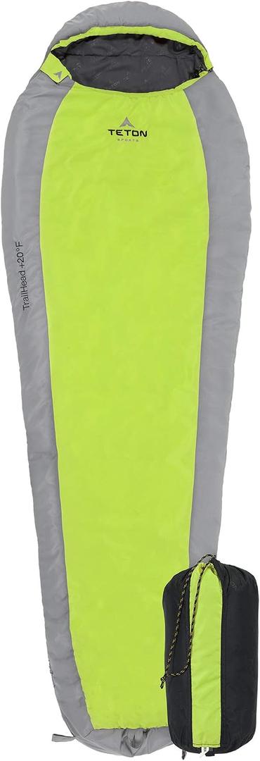 Teton 20F and 5F Degree Sleeping Bag; Lightweight, Warm Weather Mummy Sleeping Bags for Adults and Kids, Camping, Backpacking, Hiking
