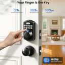 Veise Fingerprint Door Lock with 2 Knobs - Keyless Entry Door Lock with Handle, Electronic Keypad Deadbolt, Smart Front Handle Set, Auto-Locking, Waterproof, Easy Installation, Matte Black
