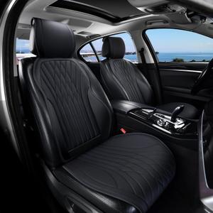 BWTJF Car Seat Covers, Front and Rear Seat Protector for Cars Waterproof Non-Slip, Leather Seat Protector Universal Fit for Suvs,Vans,Trucks (Black, Full Set)
