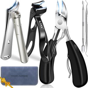 Toenail Clippers for Thick Toenails, Heavy Duty Toenail Clippers for Ingrown Nails, Angled Head Toe & Slanted Nail Clipper with Long Handle 5PCS