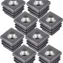 MyyiTar 8 Pcs Square Chair Leg Floor Protector, Furniture Leg Protectors, Plastic Plugs 0.8"x0.8" OD Square Tubing Endcap with M8 Thread for Tubular Racks Legs Inserts,Black 0.8 inch