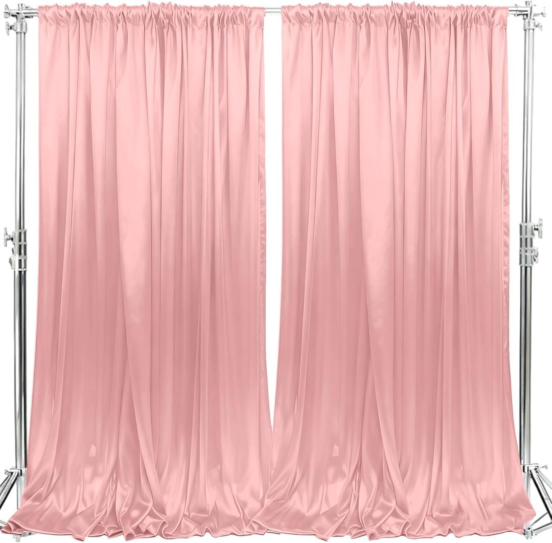 10x10FT Photo Stage Backdrop 2 Panels Curtains Drapes for Photography and Party (Pink)