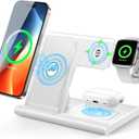 EXW Charging Station, 3 in 1 Charging Station for Apple Devices, Wireless Charger Stand for iPhone 17 Air 16 15 14 13 12 11 Pro Max XR XS 8, Apple Watch and AirPods(18W Adapter Not Included) (White)