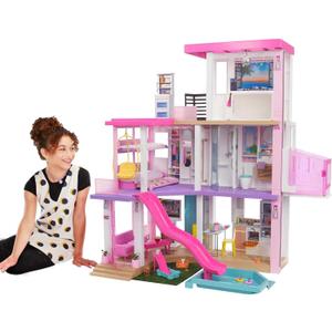 Barbie Dreamhouse (3.75-ft) 3-Story Dollhouse Playset with Pool & Slide, Party Room, Elevator, Puppy Play Area, Customizable Lights & Sounds, 75+ Pieces, Gift for 3 to 7 Year Olds 