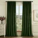 StangH Green Velvet Curtains 108 Inch Length, Floor to Ceiling Luxury Drapes for Art Gallery, Heavyweight Room Darkening Window Treatment with Back Tab & Hook Belt, W52 x L108, 2 Panels
