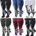 DZSoCoki Wide Calf Compression Socks for Women Men,Large Plus Size Compression Socks Support for Nurse Pregnant, 6 Pair, 4XL