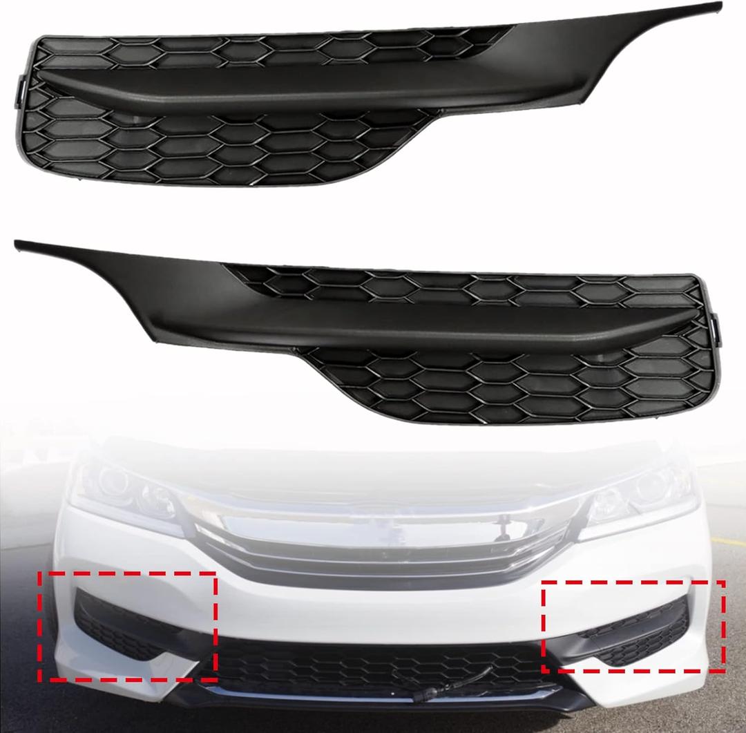 munirater 2-Pack Front Bumper Fog Light Cover Left and Right Side Replacement for Accord 2016-2017