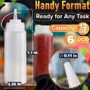 6-Pack Plastic Condiment Squeeze Bottles 12oz Refillable Squirt Bottles with Narrow Tip, Leak-Resistant | Great for Oil, Sauces, Ketchup, Mayonnaise, Syrup, Dressing, BBQ Stations & Catering Use