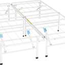 Amazon Basics Platform Bed Frame Full, Foldable Metal, Tool-Free Setup, 14 Inches High, White