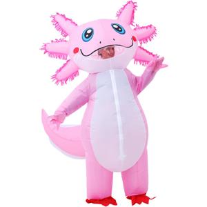 Inflatable Axolotl Costume, Funny Axolotl Suit, Blow up Costumes for Halloween, Carnival, Themed Parties (Pink 160-190cm)