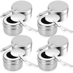 Cheardia 8 Pack Chafing Fuel Holder, Stainless Steel Chafe Wick Fuel Holder with Safety Cover Canned Heat Box Holder for Chafing Dish, Buffet, Barbecue, Parties