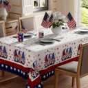 2 x XCHI Gnomes Stars Patriotic America 4th of July Memorial Day Independence Day Tablecloth Rectangle Washable Table Covers for Home Party Decorations 60x84 Inch