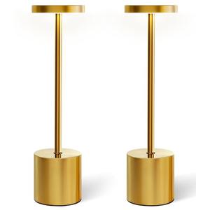 Swinerton Cordless Table Lamp Set of 4, Gold 5000mAh Rechargeable Battery Operated Lamps, Wireless 3 Color Dimmable Touch Lamp Table Light for Restaurant Dining Patio Outdoor, Home Decor