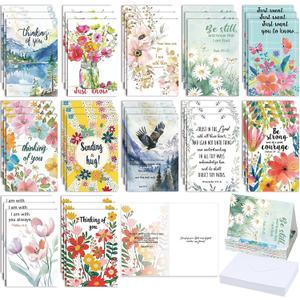 36 Pcs Religious Thinking of You Cards Bulk with Envelopes with Water Glue Scripture Verses Christian Greeting Cards Faith Based Inspirational Boxed Assortment Gift(Blessing)