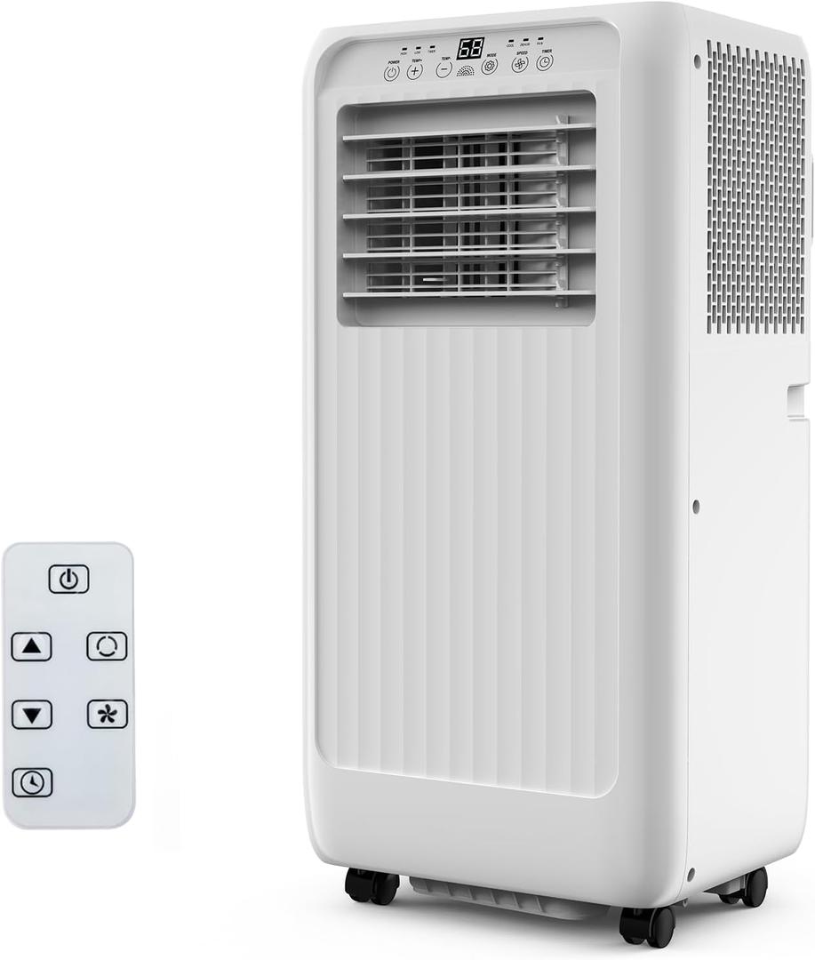 GarveeHome Portable Air Conditioner, Energy Efficient 10,000 BTU AC for Apartment, Remote & Window Kit, 24H Timer, Portable AC with Hose Needed. (White)