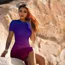 GOKATOSAU Women's Sexy Bodycon Short Sleeve Slit Ruched Summer Club Party Midi Dress Multicolor