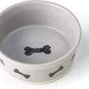PetRageous 17002 Classy Bones Two-Tone Stoneware Dishwasher-Safe Dog Bowl 1.5-Cup Capacity 5-Inch Diameter 2-Inch Tall for Extra Small Dogs or Small Dogs and Cats, Grey