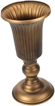 CONGARTENO Vintage Metal Flower Vase Decorative Tabletop Container for Fresh Dried Flowers Classic Design Home Centerpiece with Detailed Craftsmanship in Bronze Tone