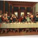Mistyefly Last Supper Wall Decor - Religious Art with Wooden Frame - Jesus Pictures & Christian Decor Last Supper Picture for Dining Room - Lightweight & Easy to Hang, 24x36 Inches