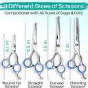 Professional Pet Grooming Kit  6 in 1 Dog Grooming Scissors Kit - Dog & Cat Grooming Supplies - Adjustable Screw Scissors, 4CR Stainless Steel Dog Clippers, Hair Thinning Shears, Rubber Grips