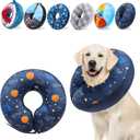 SCENEREAL Dog Cone Alternative After Surgery Donut Collar, Soft Pet Recovery Pillow Collar for Medium Large Dogs, Inflatable Adjustable Neck Collars to Prevent Licking, Planet Print E-Collars L