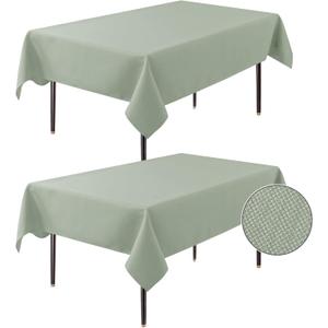 2 Pack Rectangle Tablecloth - 52x70 Inch - Linen Textured Table Cloth Wrinkle Free Washable Decorative Fabric Table Cover for Buffet Banquet Parties Event Holiday Dinner. Sage Green