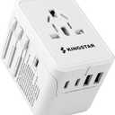 Universal International Plug Travel Adapter, 6 in 1 Wall Charger with 3 Type-C 5.8A 29W PD Fast Charging & 2 USB-A 5.8A & Multi AC Outlet Adaptor for USA EU UK AUS 200+ Countries