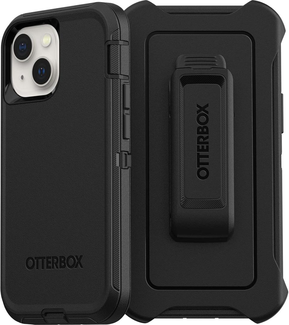 OtterBox iPhone 13 mini & iPhone 12 mini Defender Series Case - Black, Rugged & Durable, with Port Protection, Includes Holster Clip Kickstand