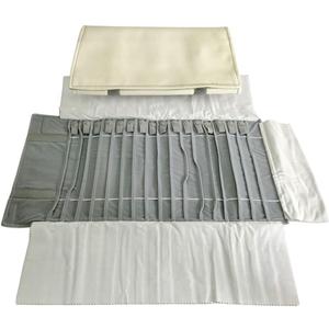 Portable Jewelry Roll Untangled Secure Necklace Travel Storage Bag Displays Holder 16 Chain (Gray PU and Gray Velvet)