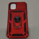 Janmitta Case for iPhone 11 Phone Cover Built in Slide Camera Lens Cover+Screen Protector,Heavy Duty Shockproof Full Body PhoneCase with Finger Ring Holder Kickstand,Red