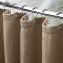 AmazerBath Taupe Shower Curtain Waffle Textured, Fabric Shower Curtain Tan Thick Heavy Duty 240GSM Hotel Quality Bathroom Shower Curtains, 72 x 72 Inches