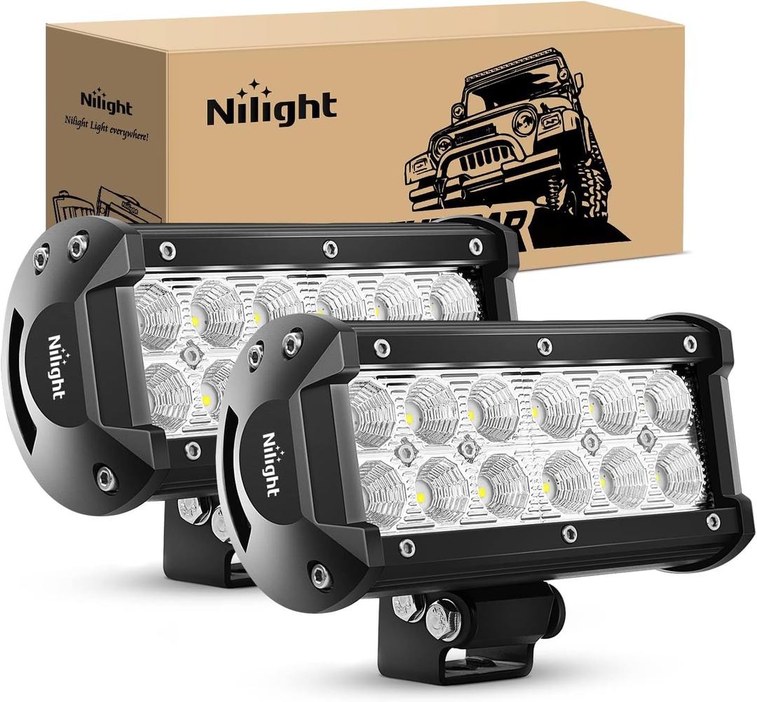 Nilight 60002F-B 36W 6.5-Inch Flood LED Light Bar - Off-Road Driving Fog Light for Boats, Trucks - 2PCS, Super Bright, 2 Years Warranty Nilight 60002F-B 36W 6.5-Inch Flood LED Light Bar - Off-Road Driving Fog Light for Boats, Trucks - 2PCS, Super Bright, 2 Years Warranty